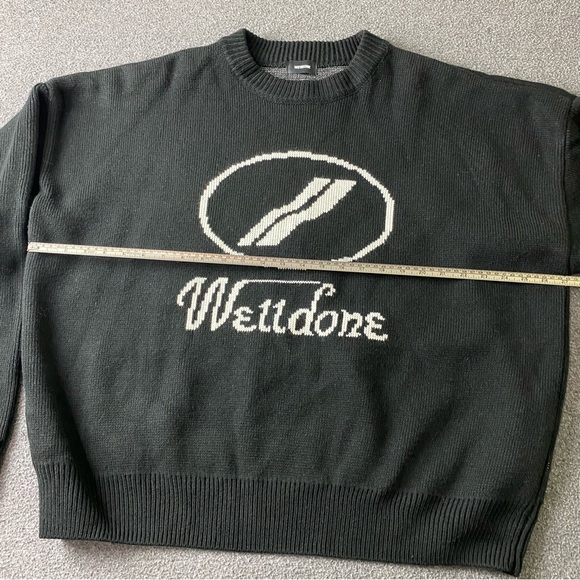 WELLDONE Jacquard Sweater Black Wool Blend Mens Size Medium - Picture 10 of 13